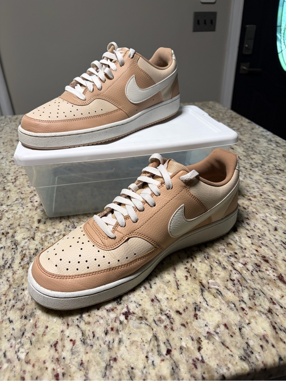 Nike Court Vision Men’s Low-Top Sneakers in Beige and White